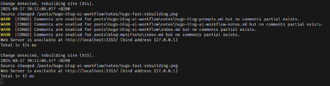 Hugo fast page rebuild after edit